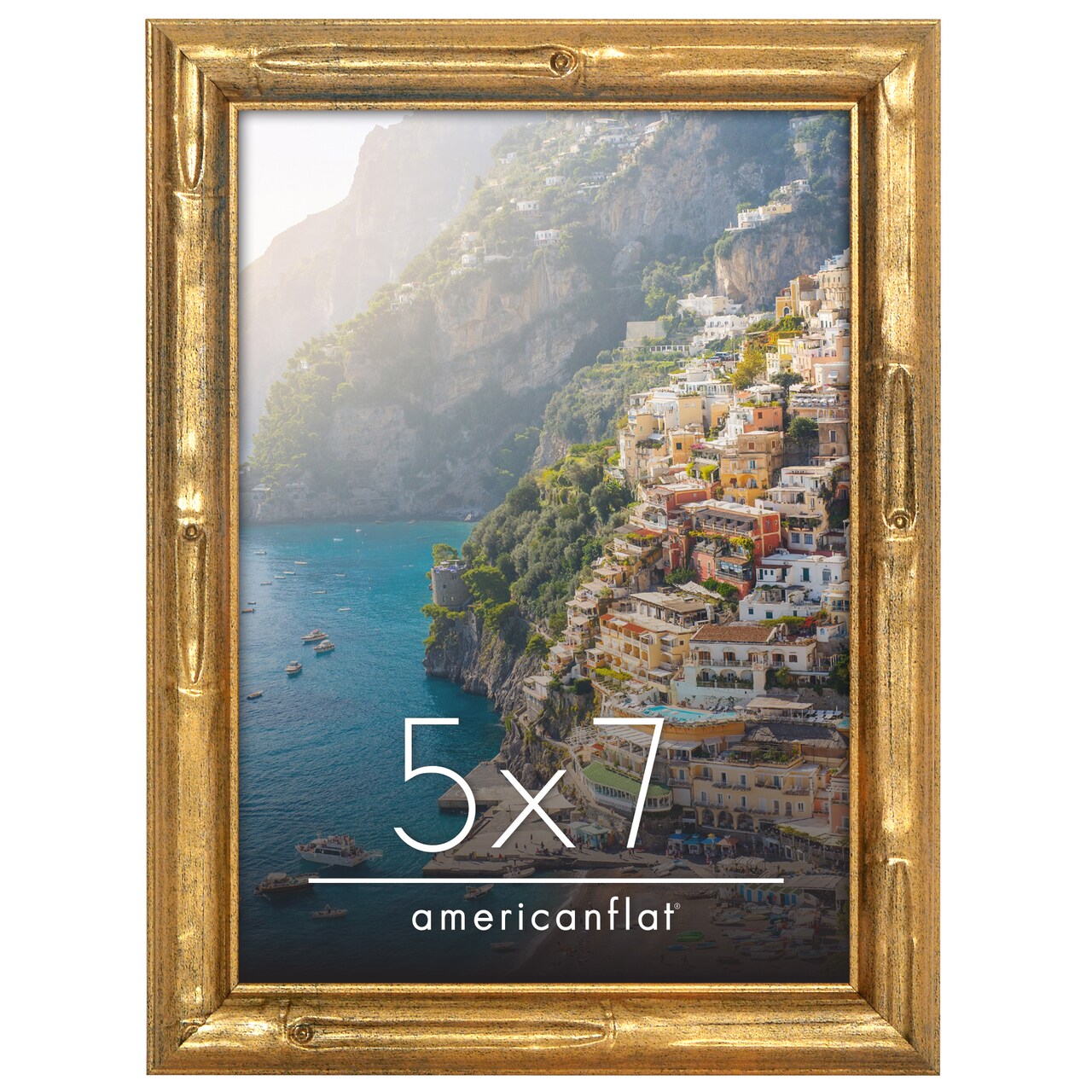 Americanflat Picture Frame with Bamboo Design - Gold Bamboo Frame with Shatter-Resistant Glass - Elegant Gallery Style Frame - Faux Bamboo Photo Frame for Tabletop or Wall Display